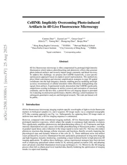 CellINR: Implicitly Overcoming Photo-induced Artifacts in 4D Live Fluorescence Microscopy