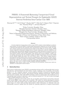 PRISM: A Framework Harnessing Unsupervised Visual Representations and Textual Prompts for Explainable MACE Survival Prediction from Cardiac Cine MRI