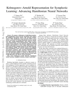 Kolmogorov-Arnold Representation for Symplectic Learning: Advancing Hamiltonian Neural Networks