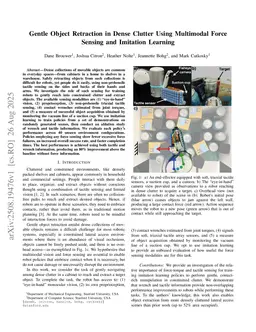 Gentle Object Retraction in Dense Clutter Using Multimodal Force Sensing and Imitation Learning