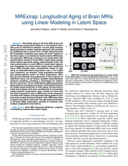 MRExtrap: Longitudinal Aging of Brain MRIs using Linear Modeling in Latent Space
