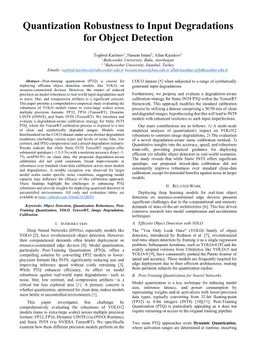 Quantization Robustness to Input Degradations for Object Detection