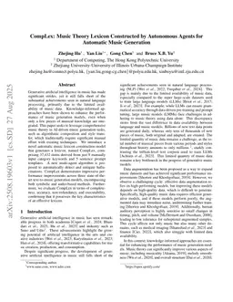 CompLex: Music Theory Lexicon Constructed by Autonomous Agents for Automatic Music Generation