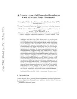 A Frequency-Aware Self-Supervised Learning for Ultra-Wide-Field Image Enhancement
