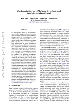 Continuously Steering LLMs Sensitivity to Contextual Knowledge with Proxy Models