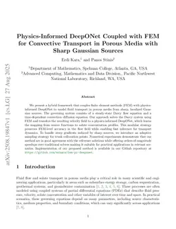 Physics-Informed DeepONet Coupled with FEM for Convective Transport in Porous Media with Sharp Gaussian Sources