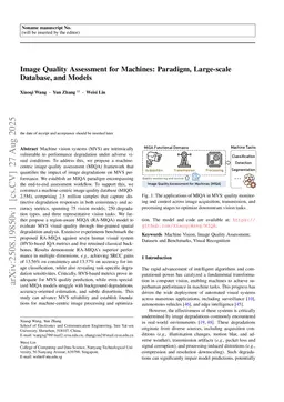 Image Quality Assessment for Machines: Paradigm, Large-scale Database, and Models