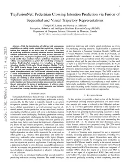 TrajFusionNet: Pedestrian Crossing Intention Prediction via Fusion of Sequential and Visual Trajectory Representations