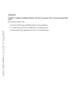 NM-Hebb: Coupling Local Hebbian Plasticity with Metric Learning for More Accurate and Interpretable CNNs