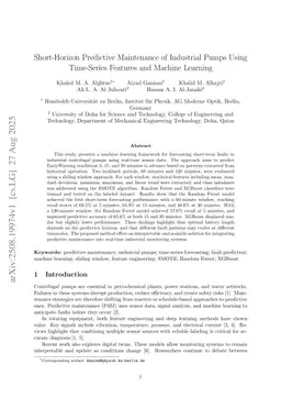 Short-Horizon Predictive Maintenance of Industrial Pumps Using Time-Series Features and Machine Learning