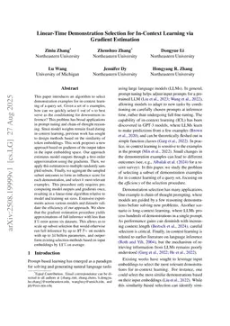 Linear-Time Demonstration Selection for In-Context Learning via Gradient Estimation