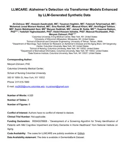 LLMCARE: early detection of cognitive impairment via transformer models enhanced by LLM-generated synthetic data