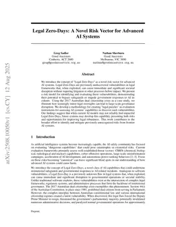 Legal Zero-Days: A Novel Risk Vector for Advanced AI Systems