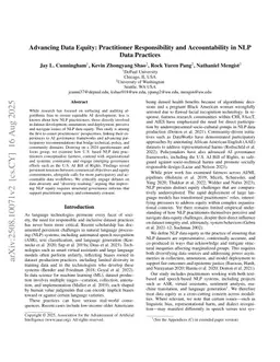 Advancing Data Equity: Practitioner Responsibility and Accountability in NLP Data Practices
