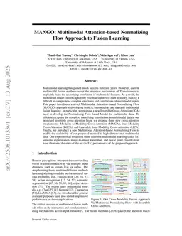MANGO: Multimodal Attention-based Normalizing Flow Approach to Fusion Learning