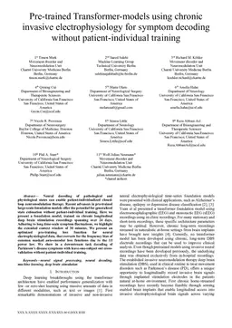 Pre-trained Transformer-models using chronic invasive electrophysiology for symptom decoding without patient-individual training