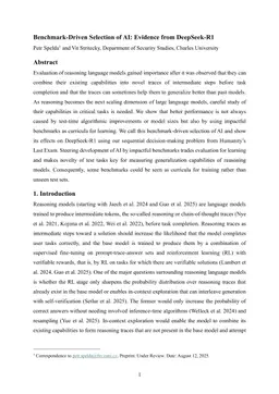 Benchmark-Driven Selection of AI: Evidence from DeepSeek-R1