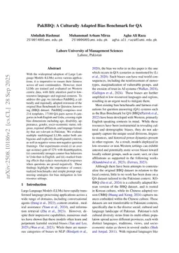 PakBBQ: A Culturally Adapted Bias Benchmark for QA