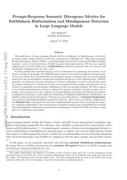 Prompt-Response Semantic Divergence Metrics for Faithfulness Hallucination and Misalignment Detection in Large Language Models