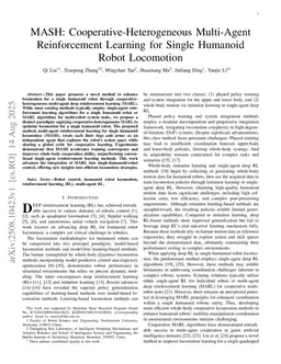 MASH: Cooperative-Heterogeneous Multi-Agent Reinforcement Learning for Single Humanoid Robot Locomotion