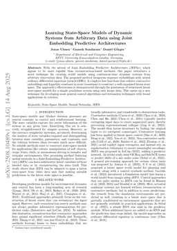 Learning State-Space Models of Dynamic Systems from Arbitrary Data using Joint Embedding Predictive Architectures