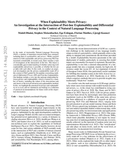 When Explainability Meets Privacy: An Investigation at the Intersection of Post-hoc Explainability and Differential Privacy in the Context of Natural Language Processing