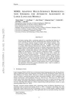 MSRS: Adaptive Multi-Subspace Representation Steering for Attribute Alignment in Large Language Models