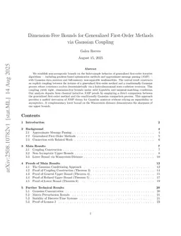Dimension-Free Bounds for Generalized First-Order Methods via Gaussian Coupling