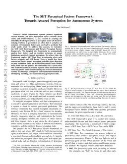 The SET Perceptual Factors Framework: Towards Assured Perception for Autonomous Systems