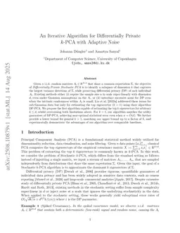 An Iterative Algorithm for Differentially Private $k$-PCA with Adaptive Noise