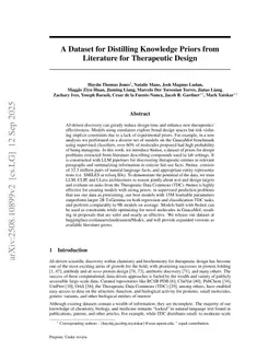 A Dataset for Distilling Knowledge Priors from Literature for Therapeutic Design