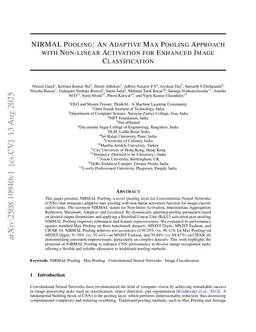 NIRMAL Pooling: An Adaptive Max Pooling Approach with Non-linear Activation for Enhanced Image Classification