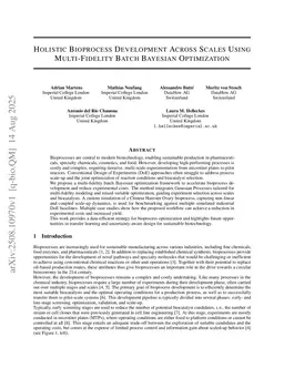 Holistic Bioprocess Development Across Scales Using Multi-Fidelity Batch Bayesian Optimization
