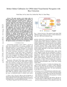 Robust Online Calibration for UWB-Aided Visual-Inertial Navigation with Bias Correction