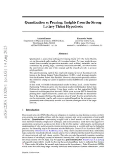 Quantization vs Pruning: Insights from the Strong Lottery Ticket Hypothesis