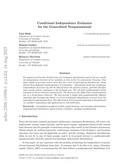 Conditional Independence Estimates for the Generalized Nonparanormal