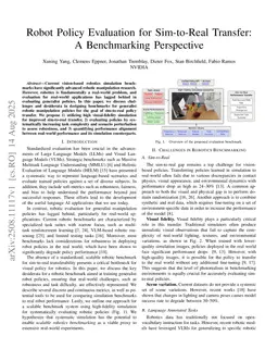 Robot Policy Evaluation for Sim-to-Real Transfer: A Benchmarking Perspective