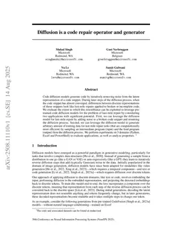 Diffusion is a code repair operator and generator