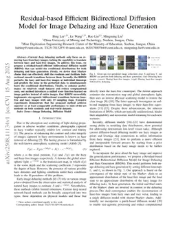 Residual-based Efficient Bidirectional Diffusion Model for Image Dehazing and Haze Generation