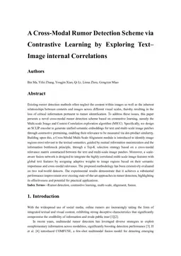 A Cross-Modal Rumor Detection Scheme via Contrastive Learning by Exploring Text and Image internal Correlations