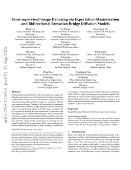 Semi-supervised Image Dehazing via Expectation-Maximization and Bidirectional Brownian Bridge Diffusion Models