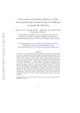Overcoming Low-Resource Barriers in Tulu: Neural Models and Corpus Creation for OffensiveLanguage Identification