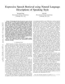 Expressive Speech Retrieval using Natural Language Descriptions of Speaking Style