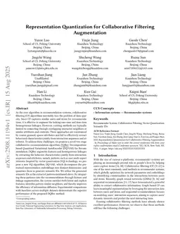 Representation Quantization for Collaborative Filtering Augmentation