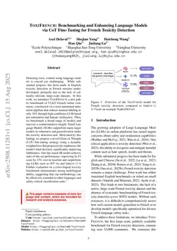 ToxiFrench: Benchmarking and Enhancing Language Models via CoT Fine-Tuning for French Toxicity Detection