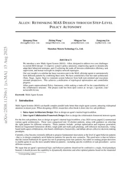 Allen: Rethinking MAS Design through Step-Level Policy Autonomy