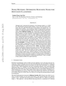 Noise Matters: Optimizing Matching Noise for Diffusion Classifiers
