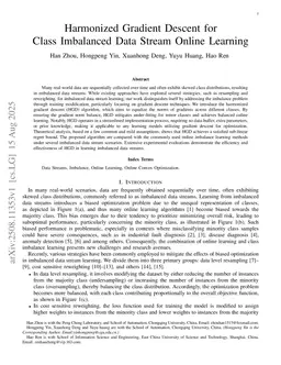 Harmonized Gradient Descent for Class Imbalanced Data Stream Online Learning