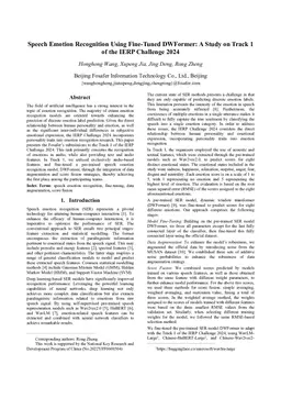 Speech Emotion Recognition Using Fine-Tuned DWFormer:A Study on Track 1 of the IERPChallenge 2024