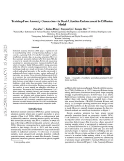 Training-Free Anomaly Generation via Dual-Attention Enhancement in Diffusion Model